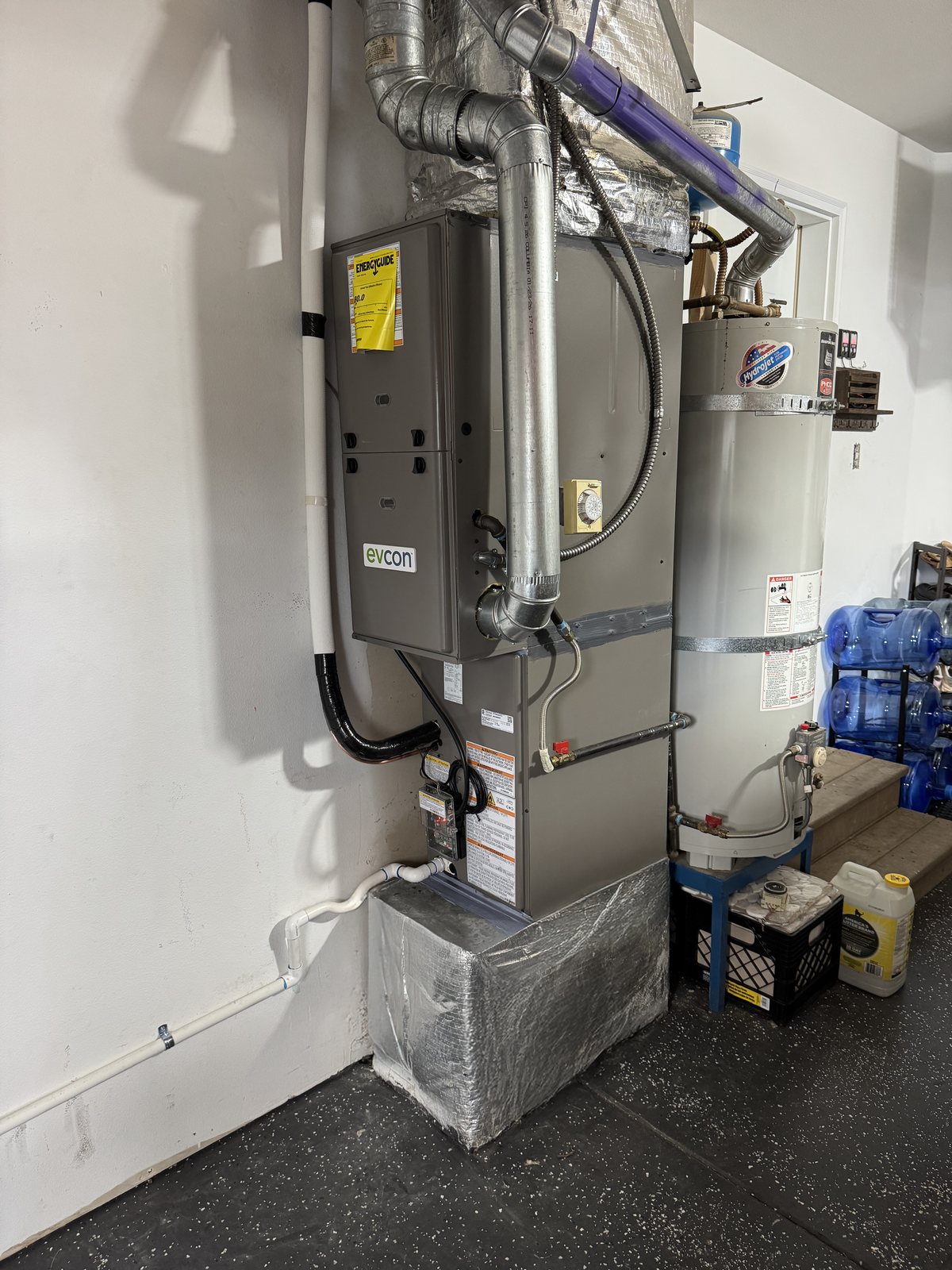 Cleanly installed high-efficiency furnace with sealed ductwork