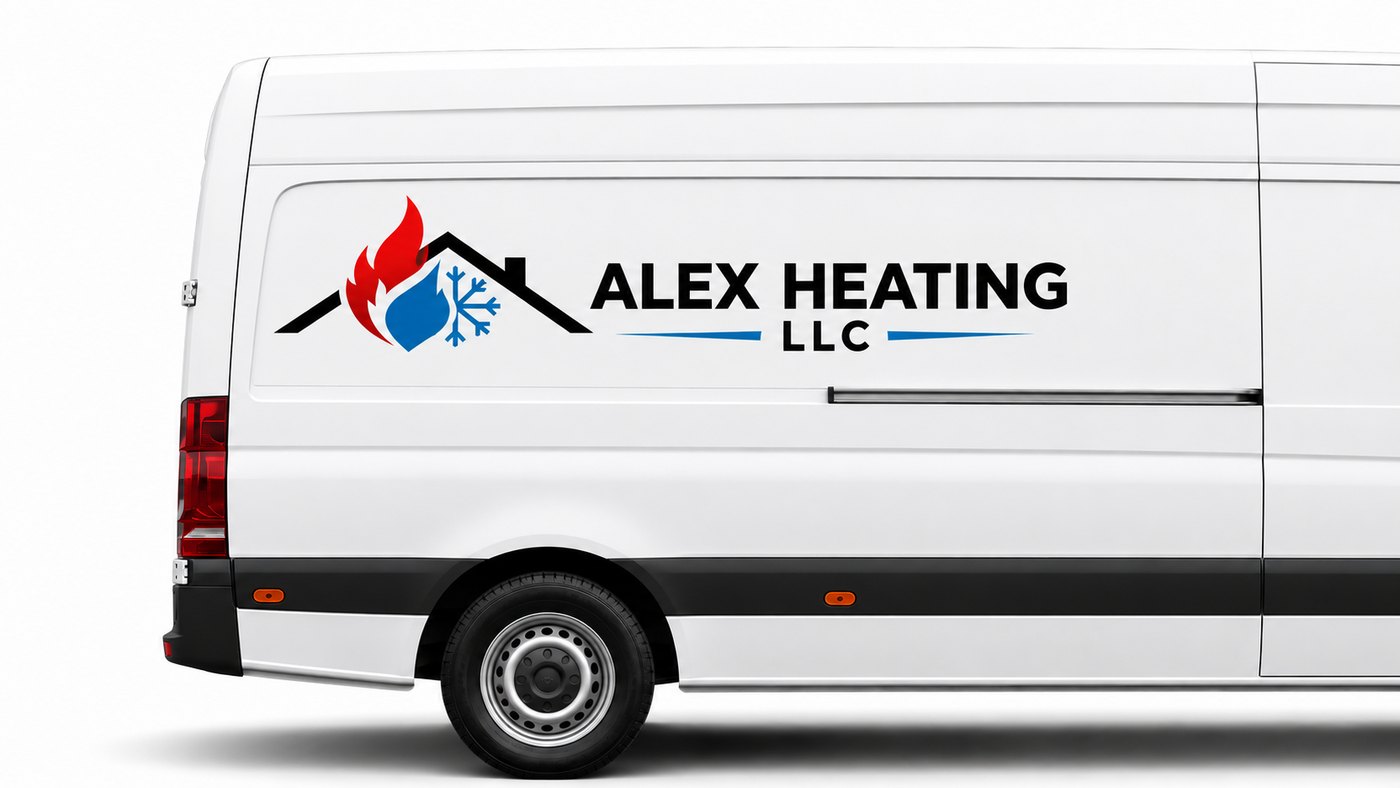 Alex Heating LLC service van with company logo